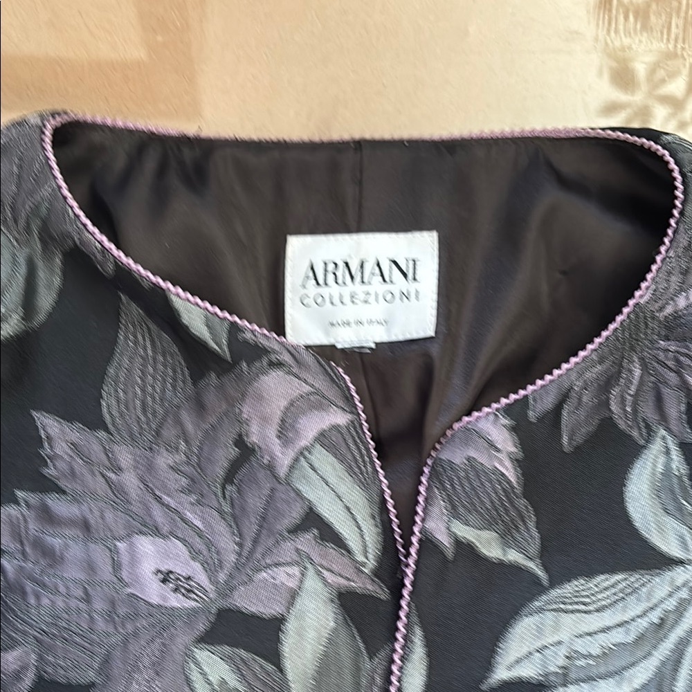 Armani Collezioni Black Floral Women's Jacket EU50 - Picture 6 of 8